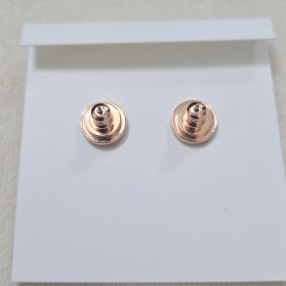 Tory Burch Crystal Logo Circle Stud Earrings *Rose gold - Picture 4 of 5
